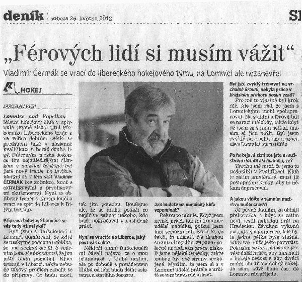 Rozhovor s Vladim�rem �erm�kem pro Krkono�sk� den�k. 